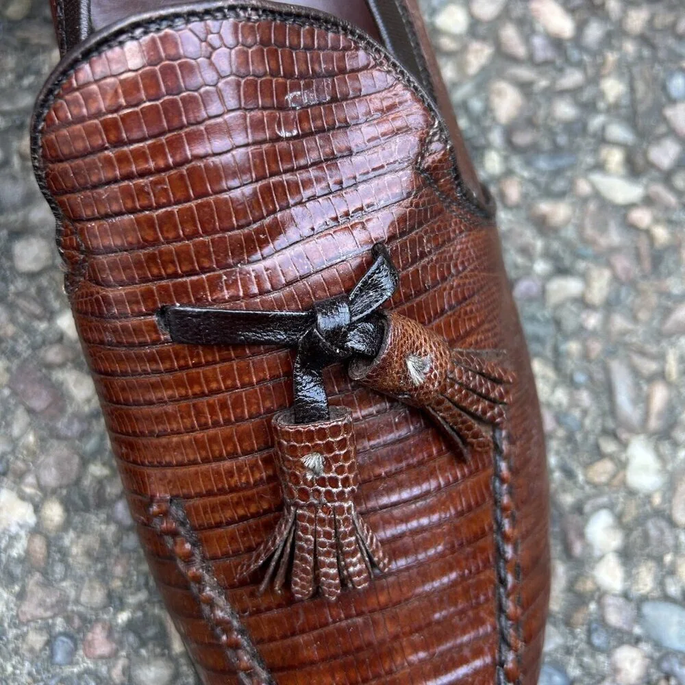 Johnston & Murphy Aristocraft USA Made Vintage Brown Lizard Slip On Dress Shoes
